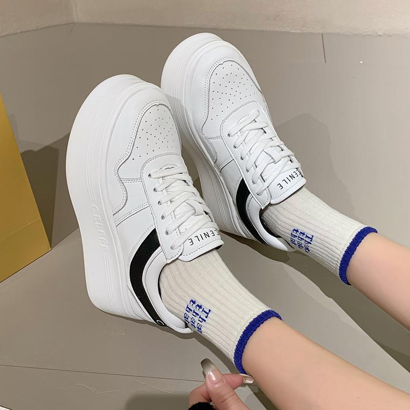 Мода 2024 Осень Женские Удобные Дышащие Нескользящие Однотонные Повседневные Кроссовки на Толстой Подошве для Ходьбы