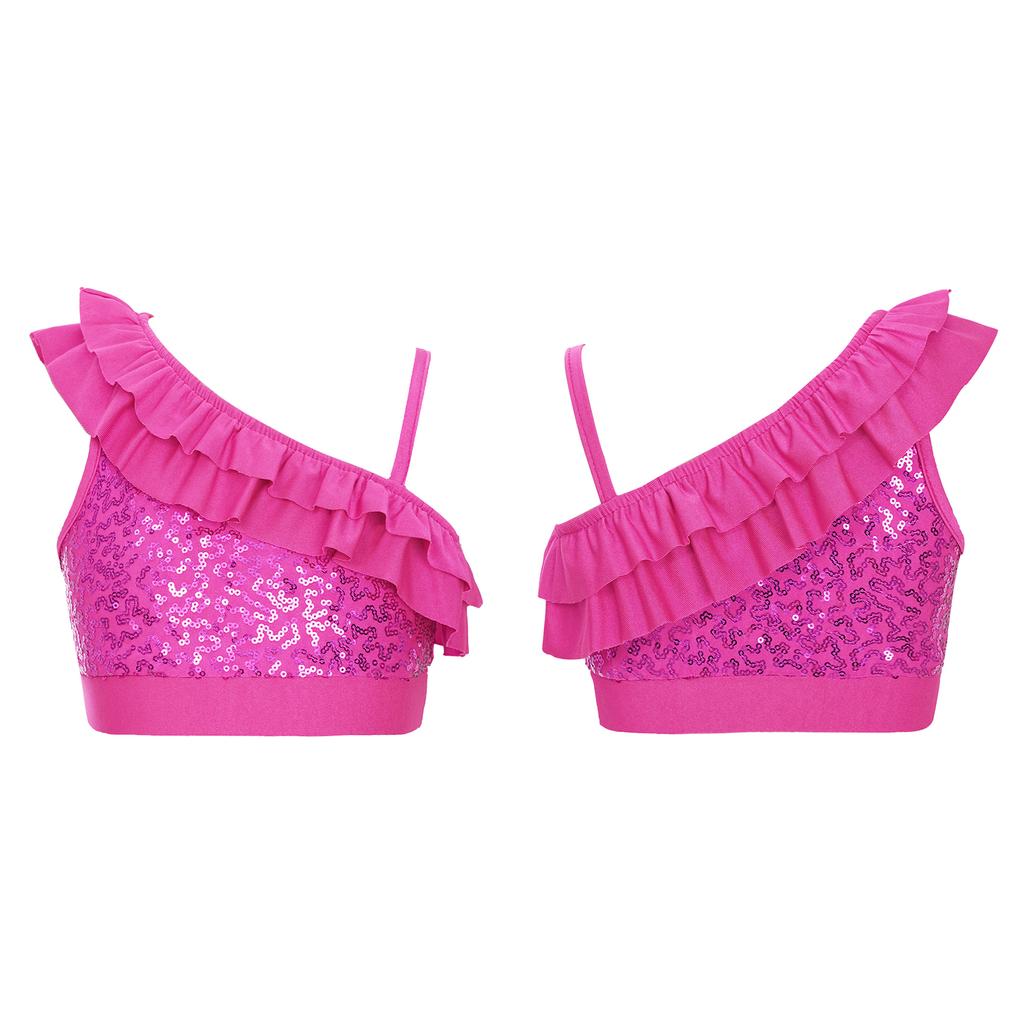 Детский топ без рукавов с блестками и блестками для девочек, современные танцевальные костюмы, гимнастическая танцевальная одежда