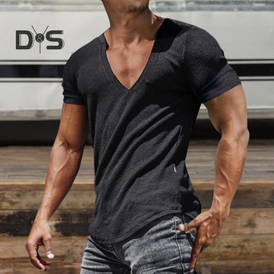 Моющаяся мужская рубашка с v-образным вырезом, шикарная летняя мужская базовая футболка, топ для фитнеса