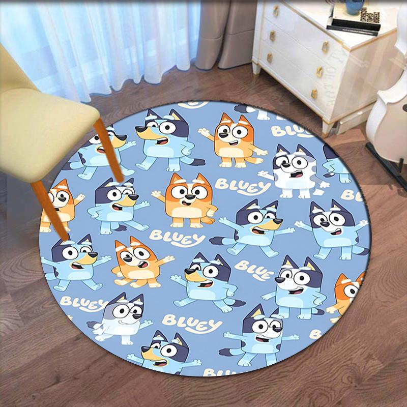 Bluey Printed Round Rug Carpet Chair Rug Area Rug Entryway Doormats,for Office Chair Living Room Bedroom Kitchen Room.