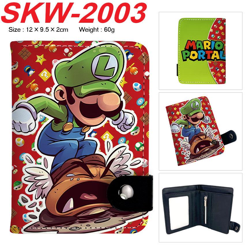 Super Mario Bros Wallet Snap Button Coin Purse Vertical Cartoon Plumber Double Layer Card Holder for Kids