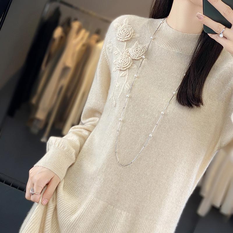 Женское кашемировое платье Qinghe кашемир 70% шерсть 30% кашемир женское осенне-зимнее кашемировое платье мягкое и теплое