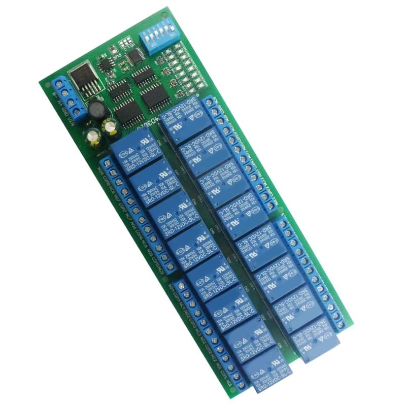16-канальный релейный модуль RS485 с управлением Modbus RTU, плата управления умным домом для PTZ-камеры и управления двигателями
