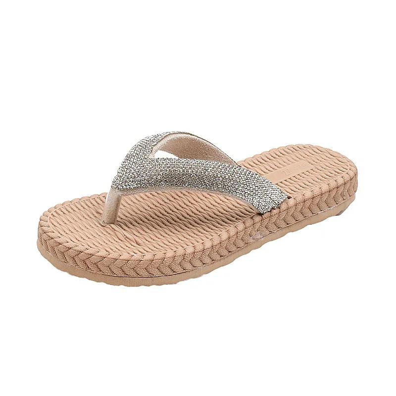 2024 Детская пляжная обувь для девочек Water Diamond Cute Princess Herringbone с плоским дном, противоскользящая и дышащая детская обувь