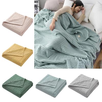 Мягкий вафельный плед 150x200см Охлаждающий хлопковый вафельный для комфорта в любое время года для дивана, спальни, дышащий плед