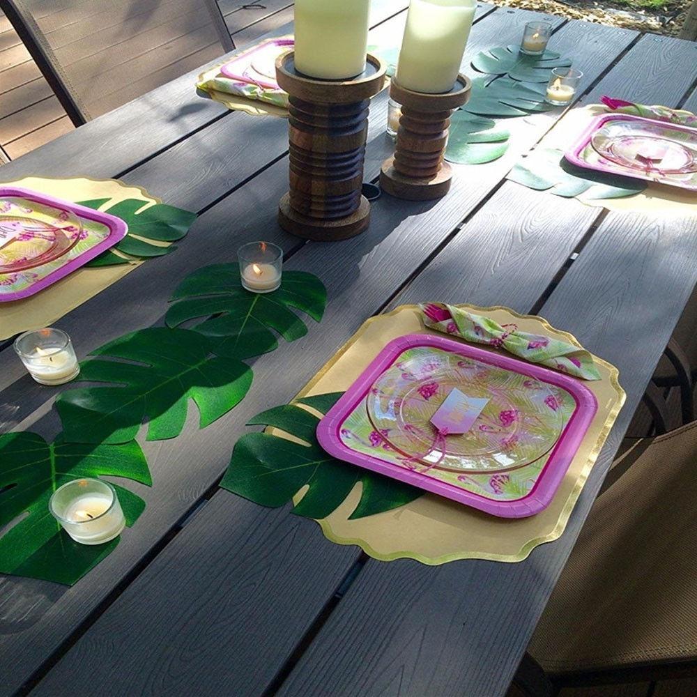 12 шт., тропические пальмовые листья, искусственные гавайские пляжные украшения для дома, свадьбы, вечеринки, стола