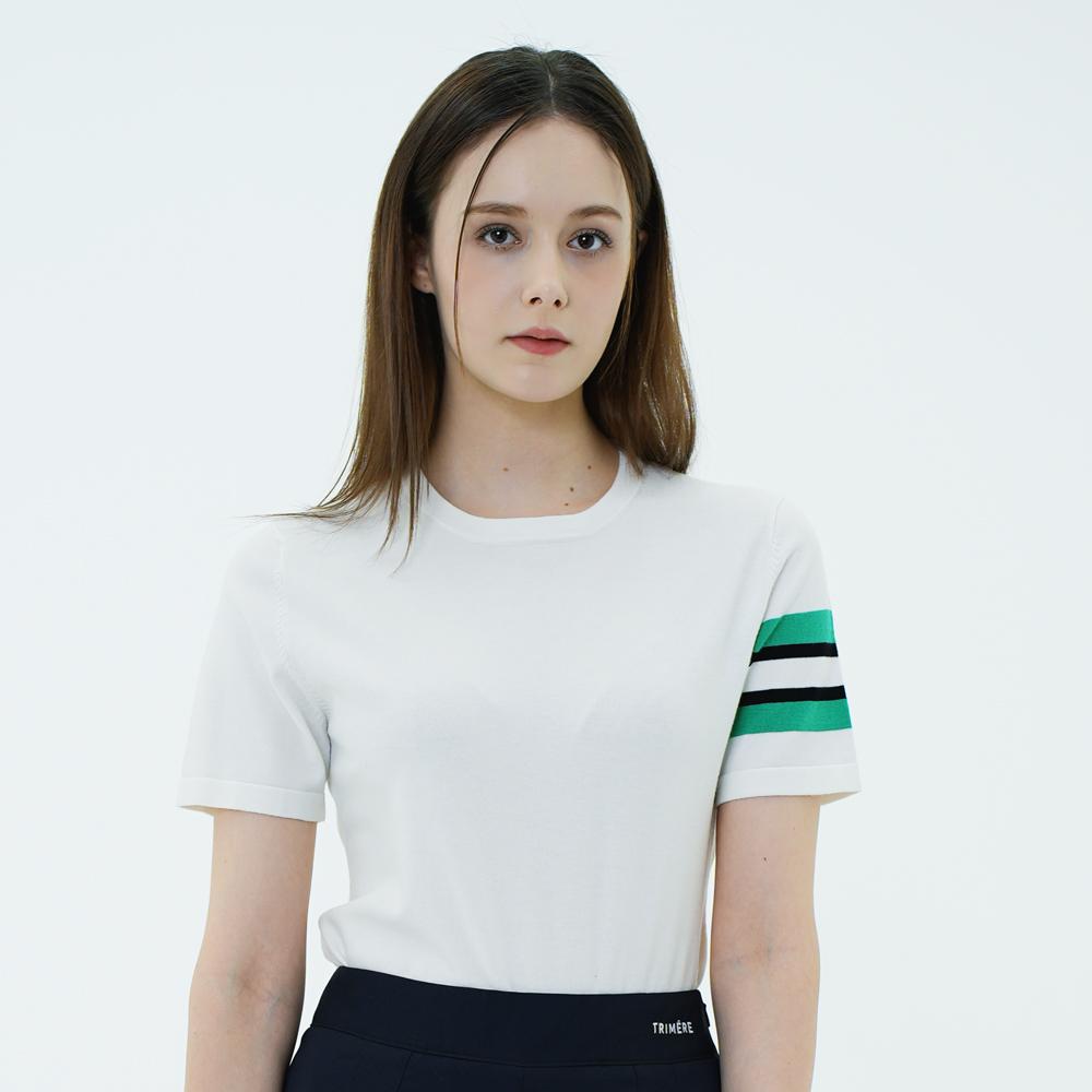 TRIMERE Signature Line Short Sleeve Round Knit Woman Ivory