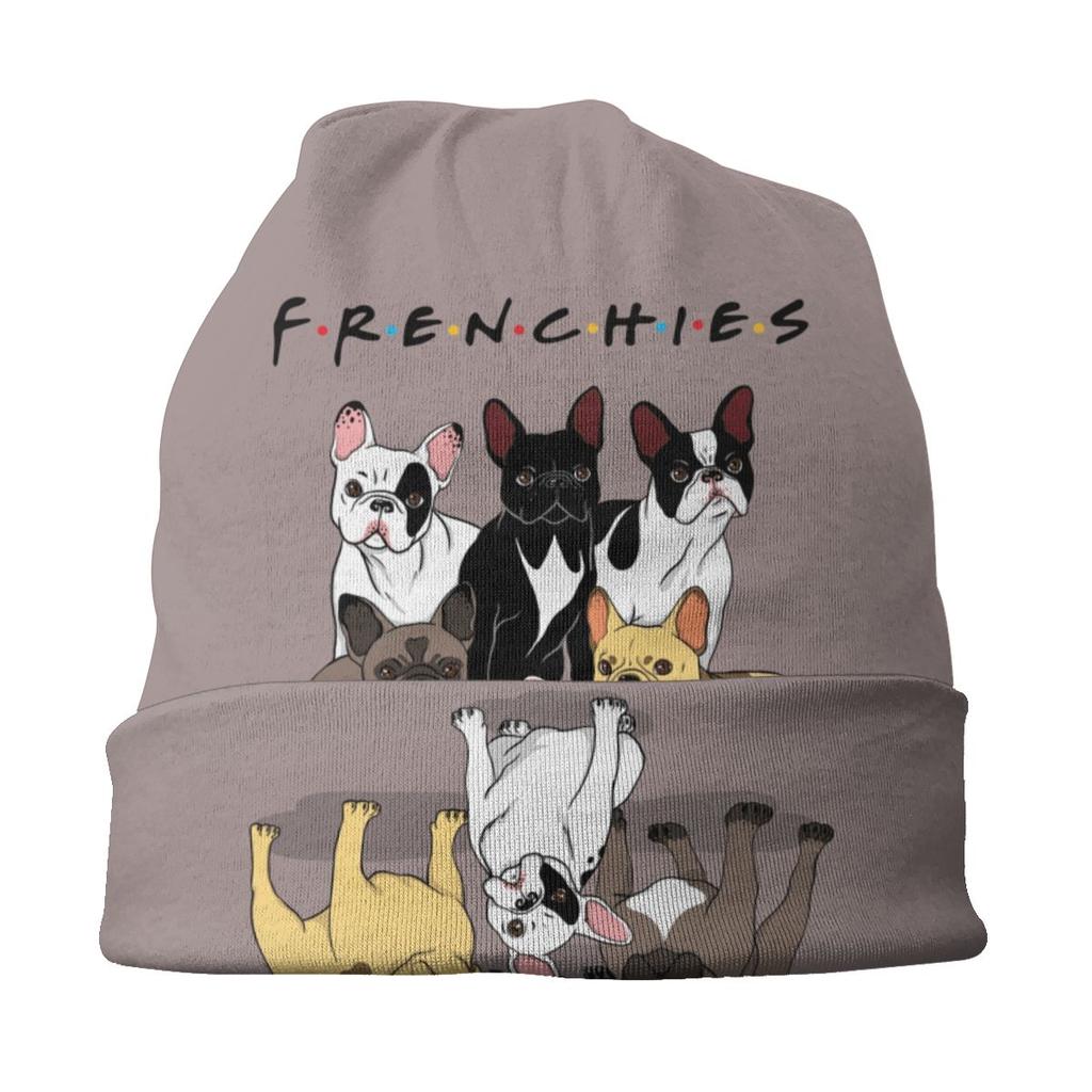 Funny Frenchies French Bulldog Hip Hop Skullies Beanies Women Unisex Winter Slouchy Beanie Hat Dog Animal Knit Bonnet Cap for Ski