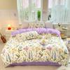 Botanical Floral Duvet Cover Soft Reversible Flower Comforter Cover 4pcs Bedding Set(1 Quilt Cover+1 Flat Sheet+2 Pillow Shams)