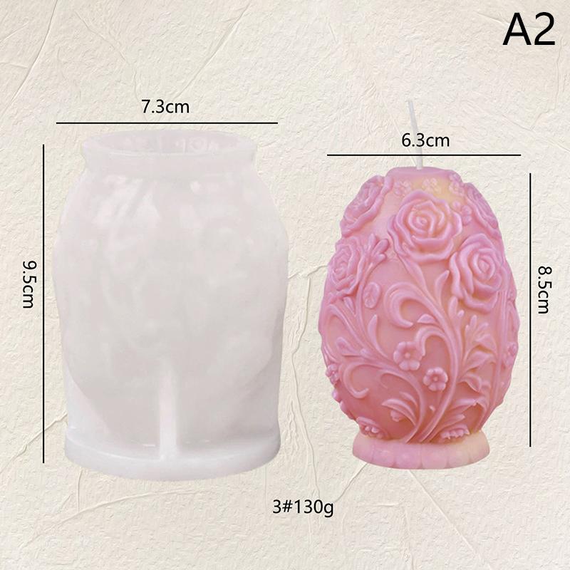 Easter Rose Relief Candle Silicone Mold DIY Jesus Cross Egg Shaped Aromatherapy Wax Resin Mold Chocolate Baking Tool Decor Gifts