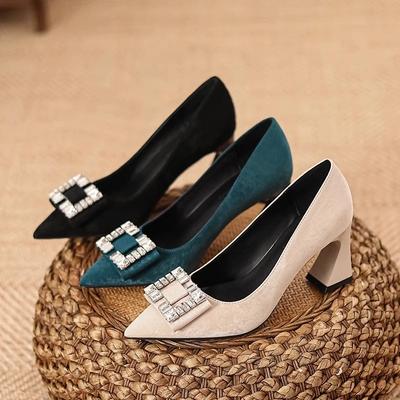 Модная обувь высокого качества для женщин 2024 года, удобные сексуальные туфли на высоком каблуке, вечерние модные туфли на низком однотонном каблуке для женщин, Zapatos De Mujer