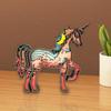 Wooden Unicorns Statue Decor Sculpture Figurine Multilayer Carved Decorative for