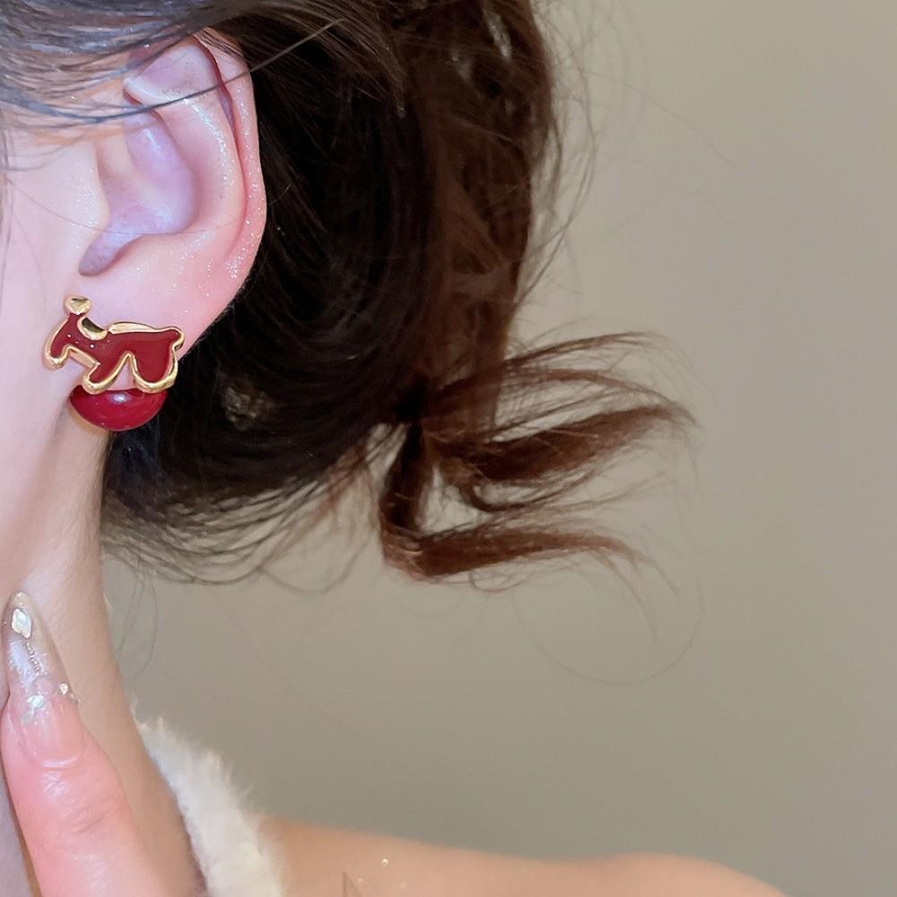 Chinese Style New Year Horse Earrings Fashion Jewelry Horse Mascot Ear Studs  Woman