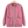 Middle-aged and Elderly Knitwear Autumn Coat Female Elderly Grandmother Spring and Autumn Cardigan Sweater Round Neck Mother Coat