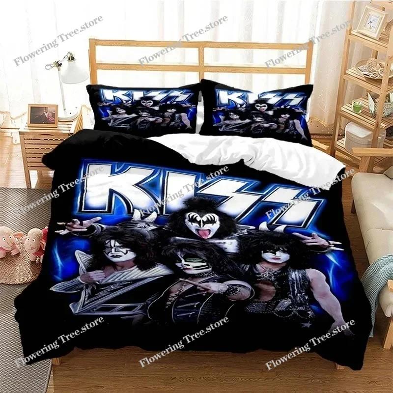 3D Печатный Набор Постельного Белья Rock Band Kiss Наволочка Пододеяльник Двуспальный Полуторный Полный Евро Кинг Взрослый Детский Постельное Белье Чехол на Одеяло