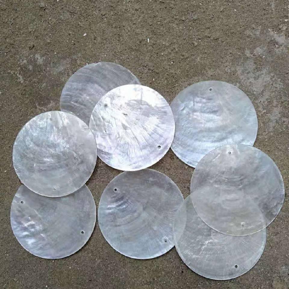 100PCS DIY Lighting Fixture Wind Chime Accessories Semi Transparent Soft Shell Circular Double Hole Mirror Raw Materials 50mm