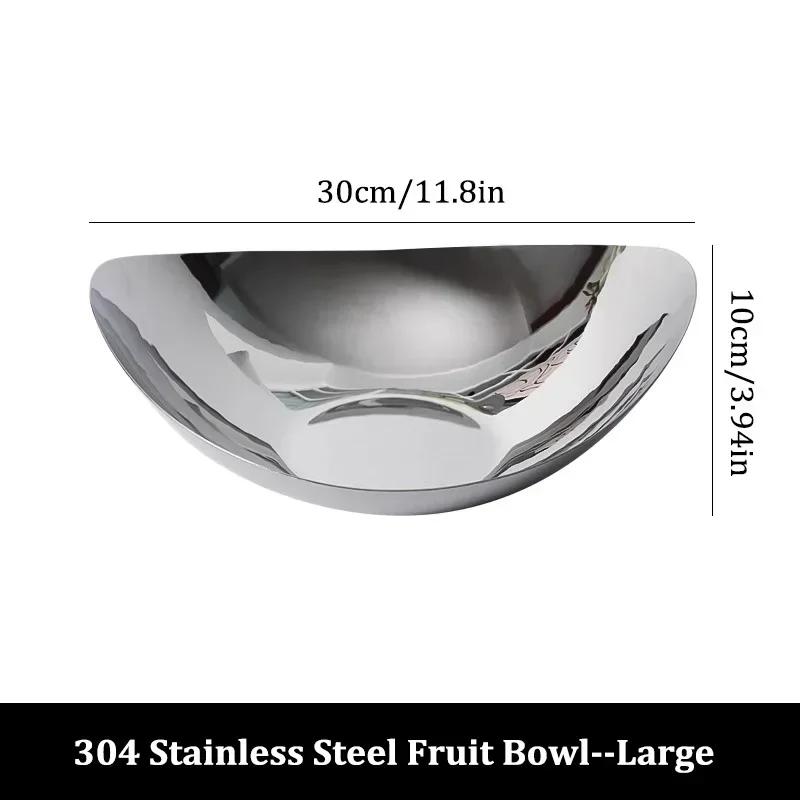 Роскошная миска для фруктов из нержавеющей стали 304, большая тарелка для салата, поднос для фруктов, для хранения дома, гостиной, кухни, журнального столика