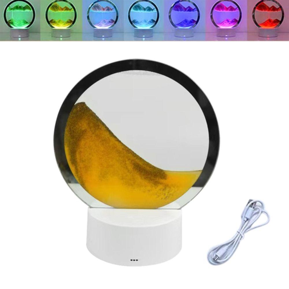 Colors 3D Sea Display Decoration Quicksand Painting Hourglass Light Desktop Ornament Sandscape Lamp