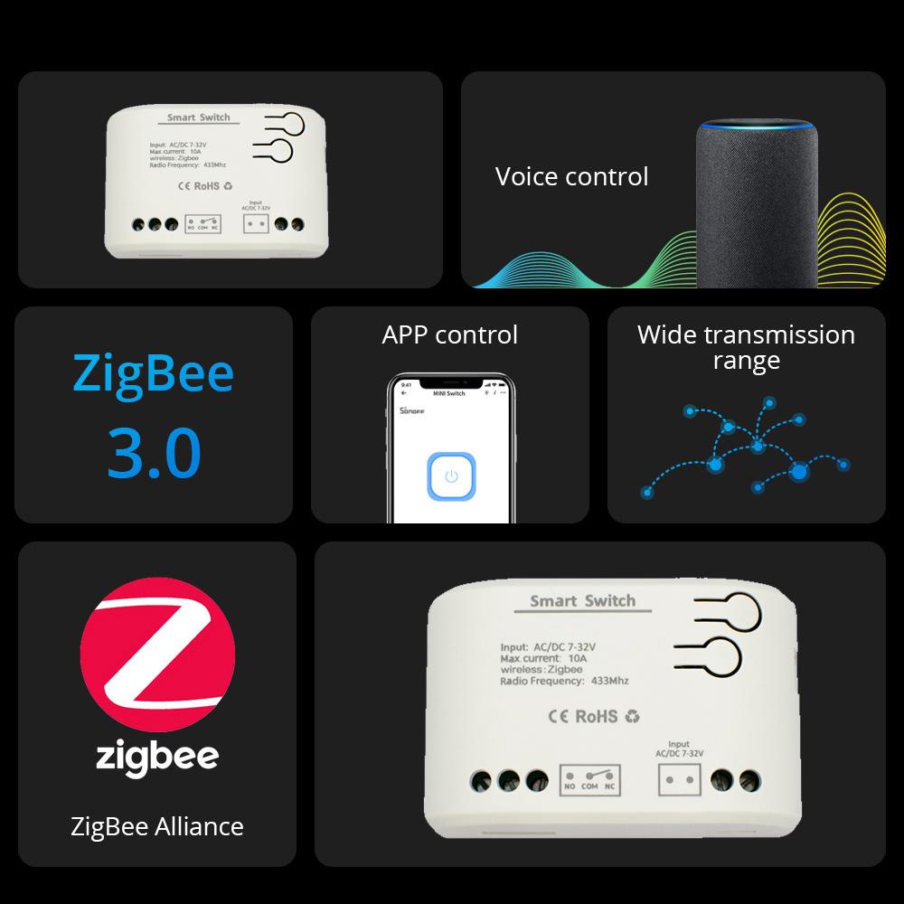 Zigbee Smart Relay Module Switch 1CH 12V 24V 220V 110V RF433 Wireless APP Remote Controller Work With Tuya/Smart-Life APP Alexa