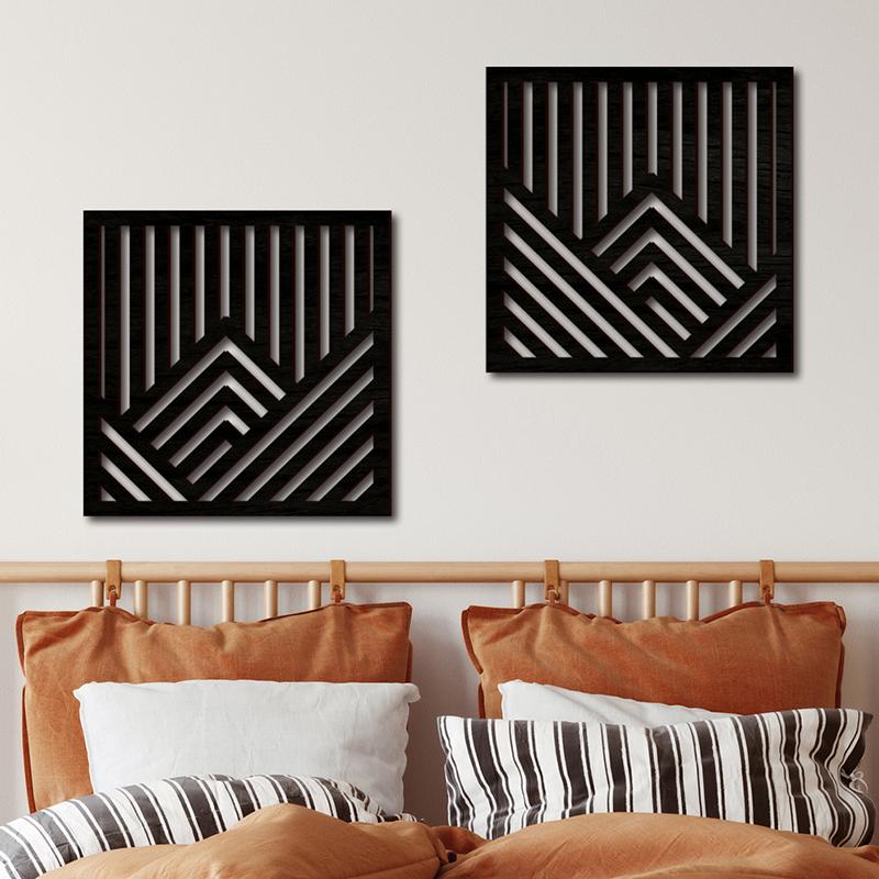 2pcs/set Hollow Wall Sticker Background Wall Decoration Wood Wall Ornament Creative Wooden Wall Hanging Home Decoration 3 Colors