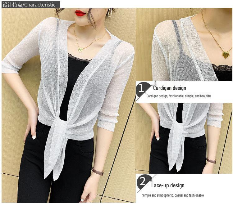 Легкая летняя шаль: Стильный короткий кардиган из сетчатой пряжи, идеально подходит для платьев