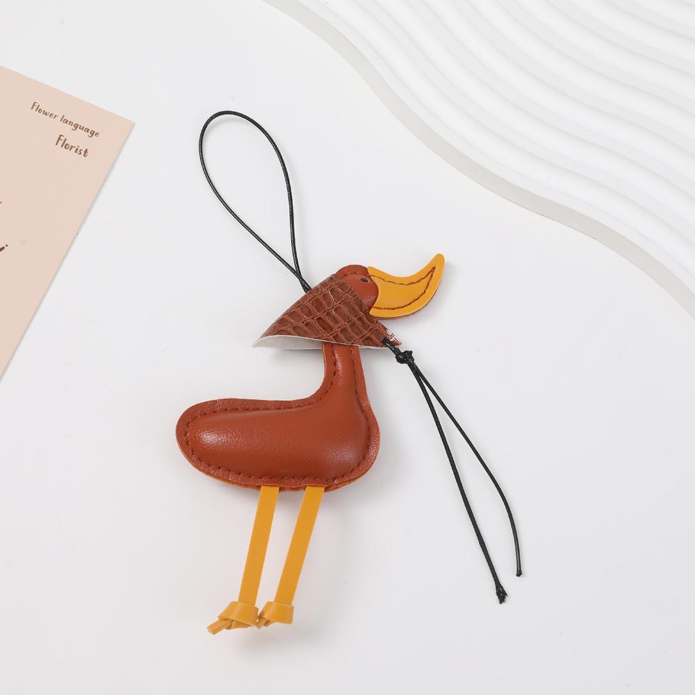 DIY Pu Leather DuckKeychain Hanger Bag Charm Cute Scarf Duck Pendant Women