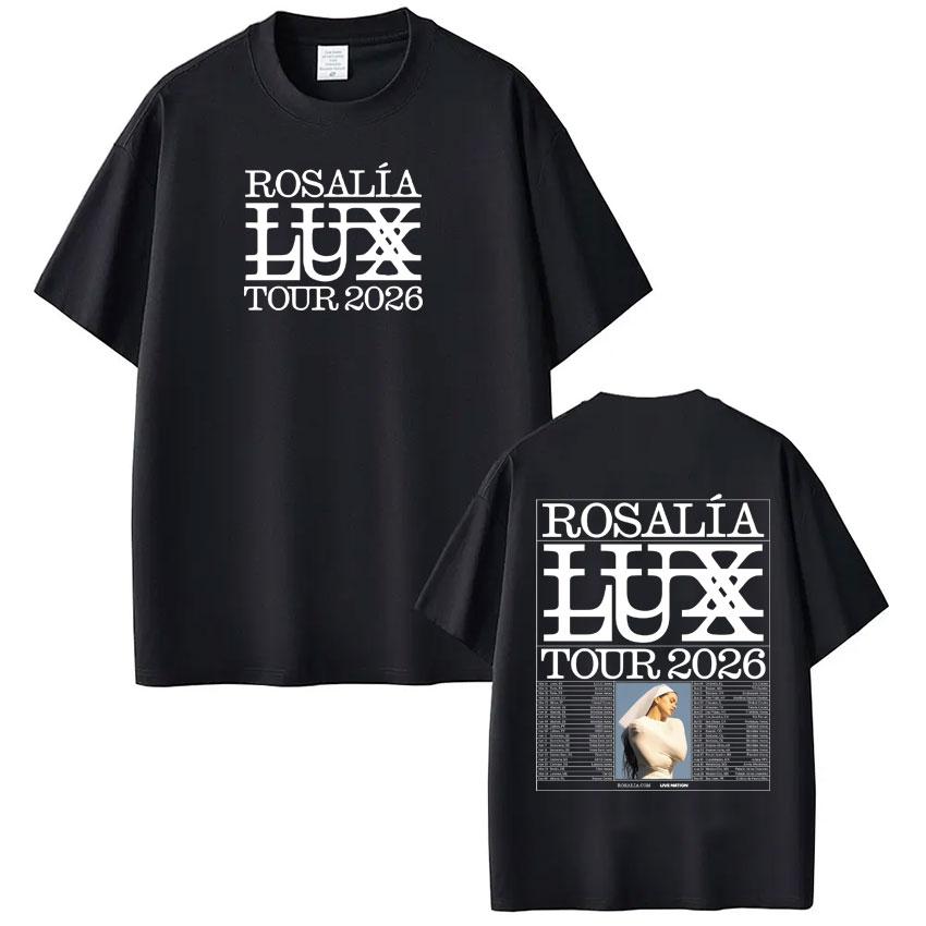 Singer Rosalía LUX Album Tour 2026 Print T-shirt Men Women Fashion Cotton T-shirts Oversized Hip-hop Casual Aesthetic T Shirts