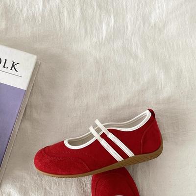 Повседневные туфли Мэри Джейн с цветовой блокировкой, женские универсальные удобные спортивные балетки