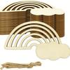 30pcs Rainbow Wood Slices Crafts Unfinished Wooden Cutouts Wood Discs For Kid's DIY Projects Party Decorations (3.9*2.4*0.1in)