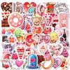 50 Pictures of Sweet Valentine's Day Waterproof Decorative Stickers DIY Suitcase Water Cup Refrigerator Camera Charging Bank