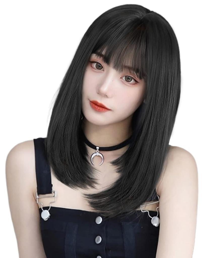 AISIQUEENS Full Natural Fashionable For Everyday Heat Lolita Included Wig, Semi-Long, Black, Medium, Straight, Wig, Fashion, Women's, Wig,