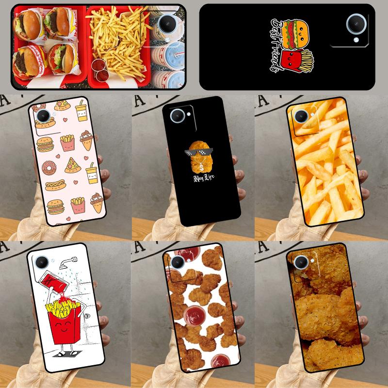 Чехол с картошкой фри, бургером, пиццей для Realme GT 7 Pro GT 6T 6 5 C55 C53 C51 C21Y C25S C61 C67 C75 10 11 12 13 14 Pro Plus