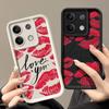 Red Lips Print Love Matte Soft Case For Xiaomi 14T 13T Poco F6 X6 Pro Redmi Note 14 Pro 13 12 11 10 TPU Shockproof Lens Protection Phone Cover