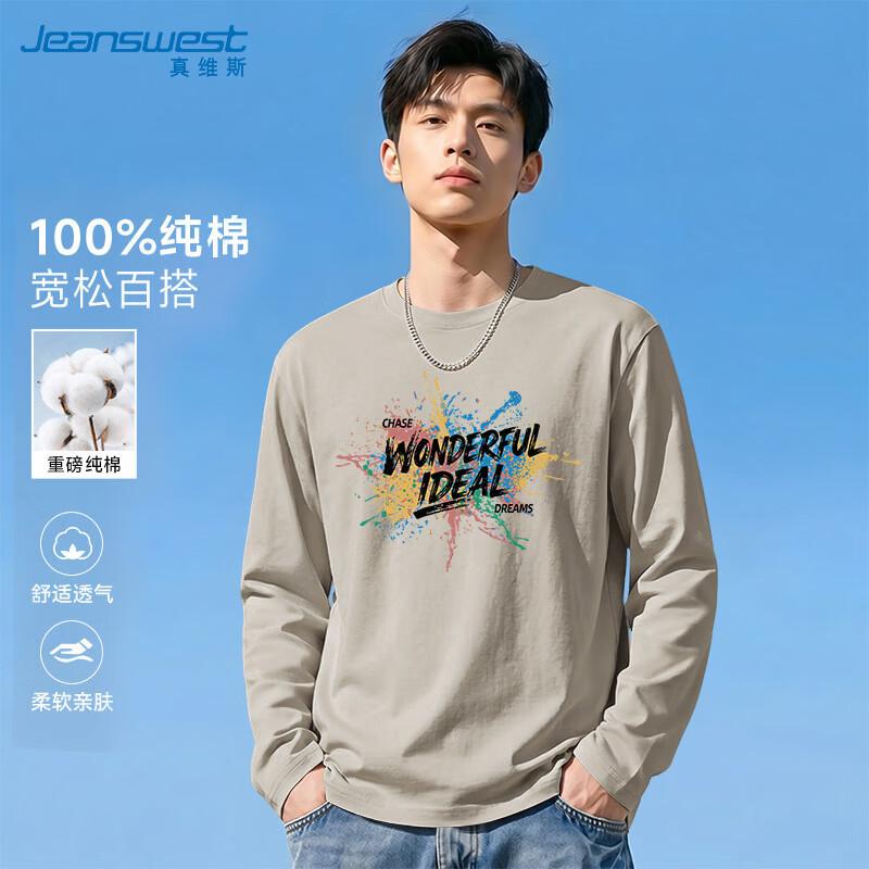 Мужская хлопковая футболка с длинным рукавом свободного кроя Jeanswest