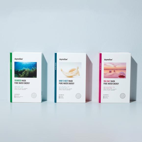 DAYMELLOW Face Mask Pure Water Energy 3 Types Seaweed/ Bird's Nest/ Sea Salt 27mlx10PCS (3 Options)