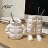 Cute Desk Accessories Pencil Holder, Creative Down Jacket Shape, Durable PETG Large Capacity Dorm Decor Pen Cup, for Office Supplies And Makeup Brush