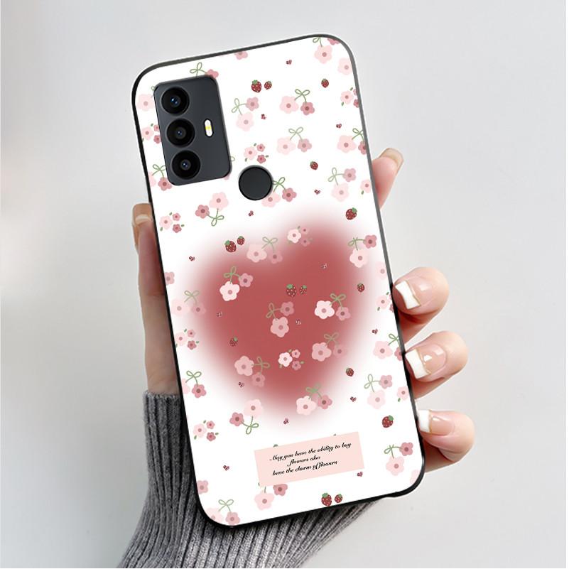 Для TCL 30 SE 30E 306 305 Чехол 6165D 6102H 6102A 6102D Чехол для телефона Модный Черный Мягкий Силиконовый Корпус Бампер с Бабочками и Цветами