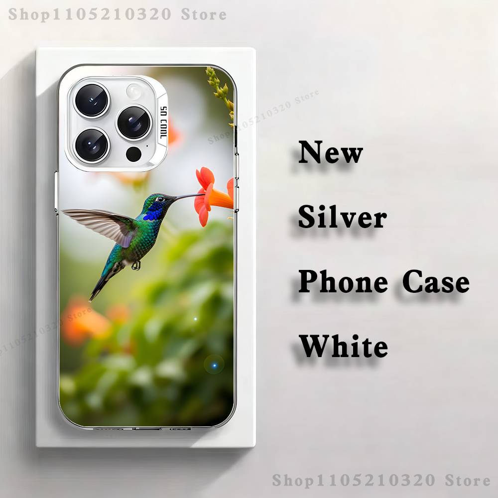 Animals Hummingbirds Phone Case For iPhone 17,16,15,14,13,12,11,Pro,Max,Plus,Mini,XS,SE Anti Fall White Matte Hard Bumper