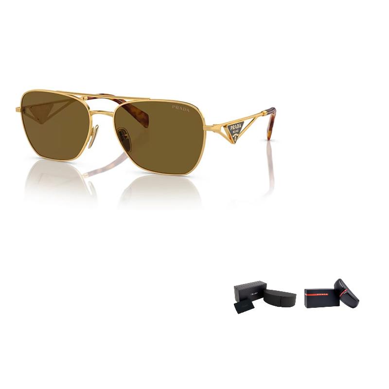 Prada Logo Arm Pilot Sunglasses Women sunglasses Gold 0PRA50S-5AK01T