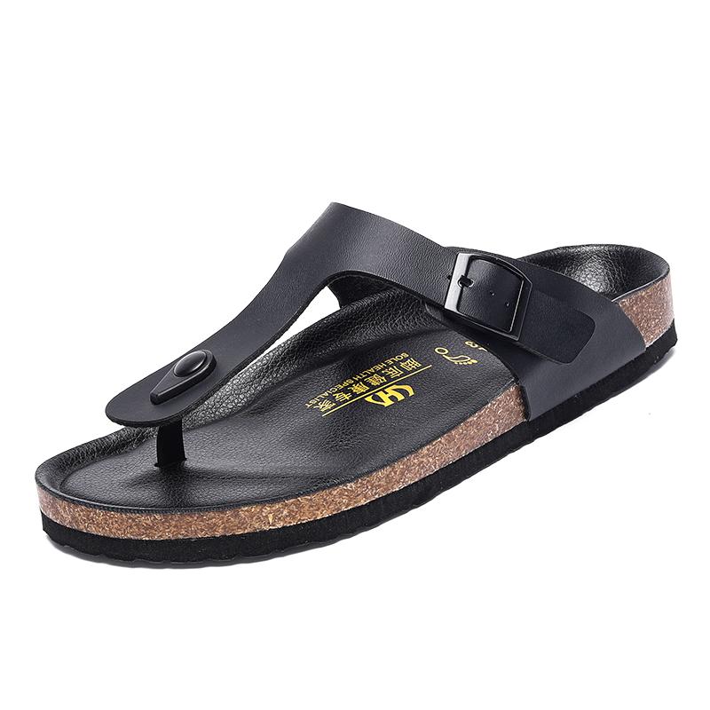 Mens Summer Sandals Casual Leather Beach Slippers Outdoor Male Flip Flops Breathable Half Drag Lightweight Lazy Shoes New Slides