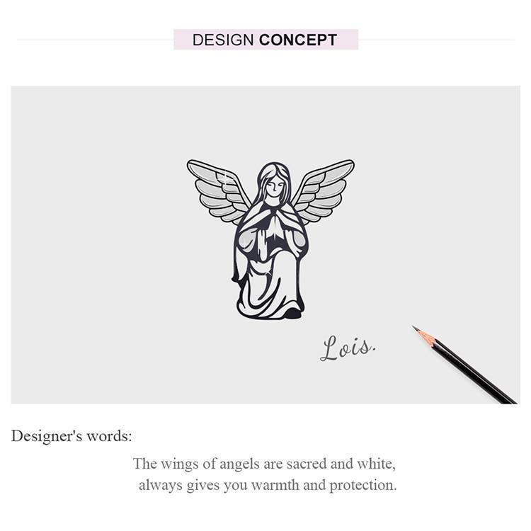 Bamoer Wish Angel, натуральная стерлингового серебра 925 пробы, окисленный оригинальный кулон, подвеска для браслета или ожерелья, ювелирные изделия