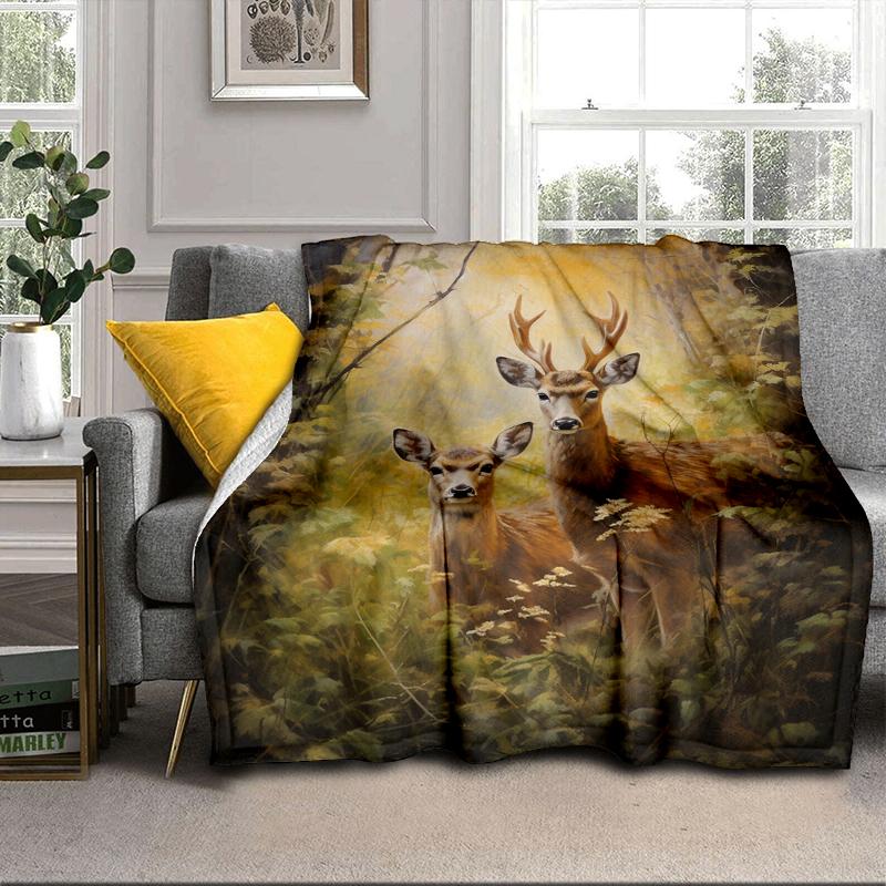 Deer With Floral Crown Blanket Flannel Blanket Throw Blanket Sofa Cover Blanket Soft Premium Blanket Picnic Blanket Tv Blanket Gifts
