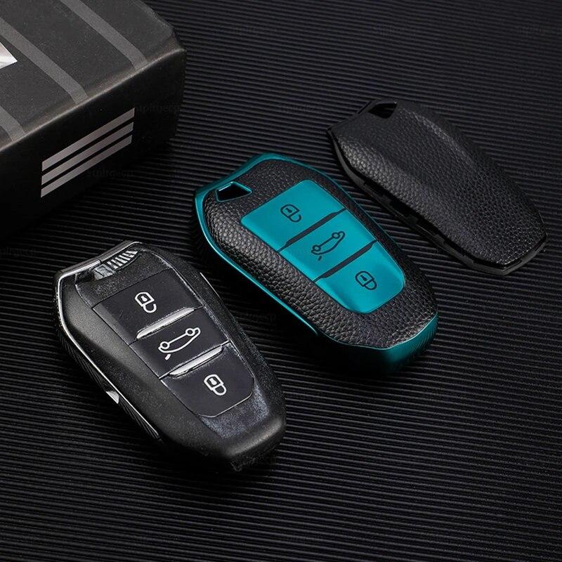 Кожаный чехол для дистанционного ключа автомобиля из ТПУ для Peugeot 308 408 508 2008 3008 4008 5008 Citroen C4 C5 X7 3 кнопки, защитный чехол-держатель