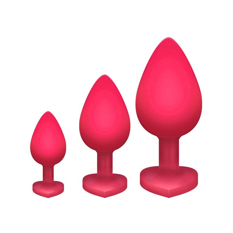 Silicone Anal Plug Set 3 Sizes Heart Jewel Base Soft Butt Plug Trainer Prostate Massager Sex Toy for Women Men Couples
