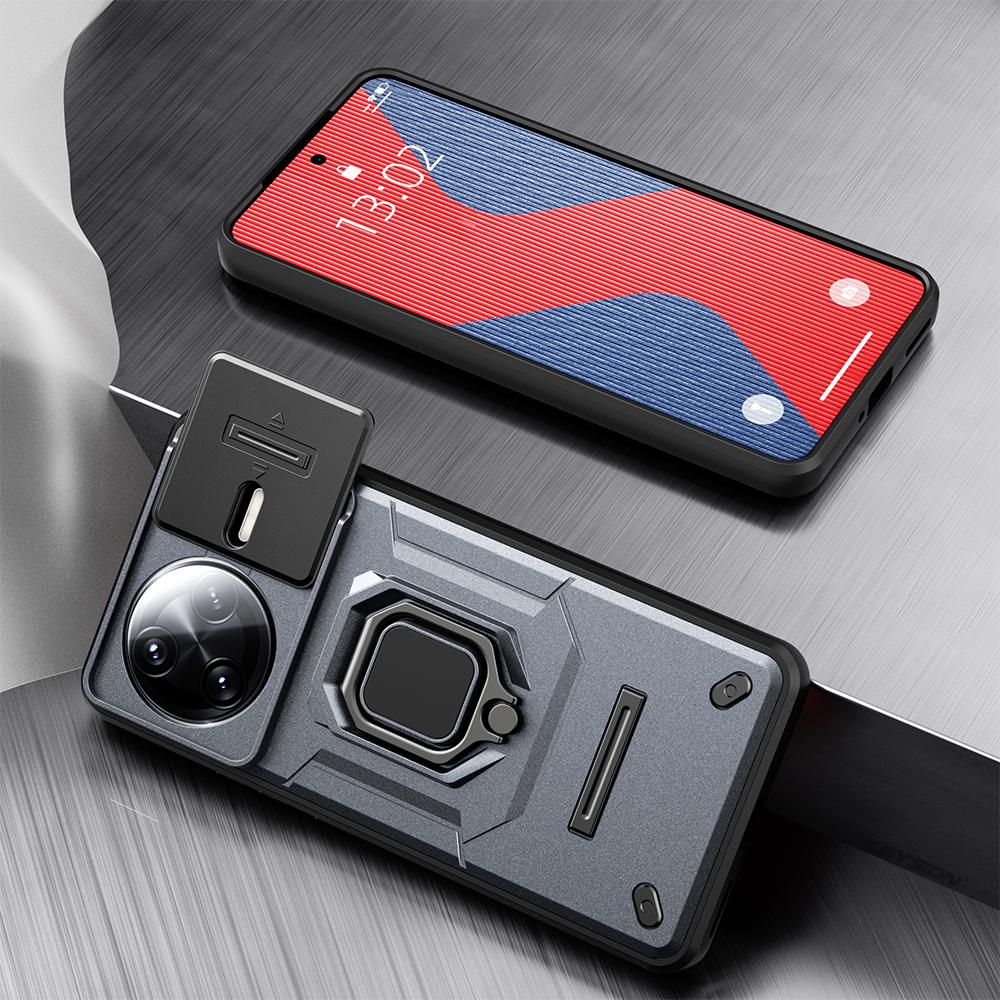 KEYSION Противоударный защитный чехол для POCO F7 Pro Slide Camera Защитное кольцо для объектива Подставка для телефона Задняя крышка для Xiaomi POCO F7 Ultra