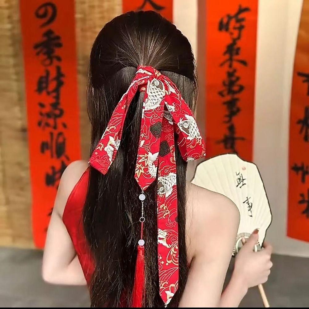 Длинные банты для волос с бантом, китайские ленты для волос, ретро-украшение для волос для женщин