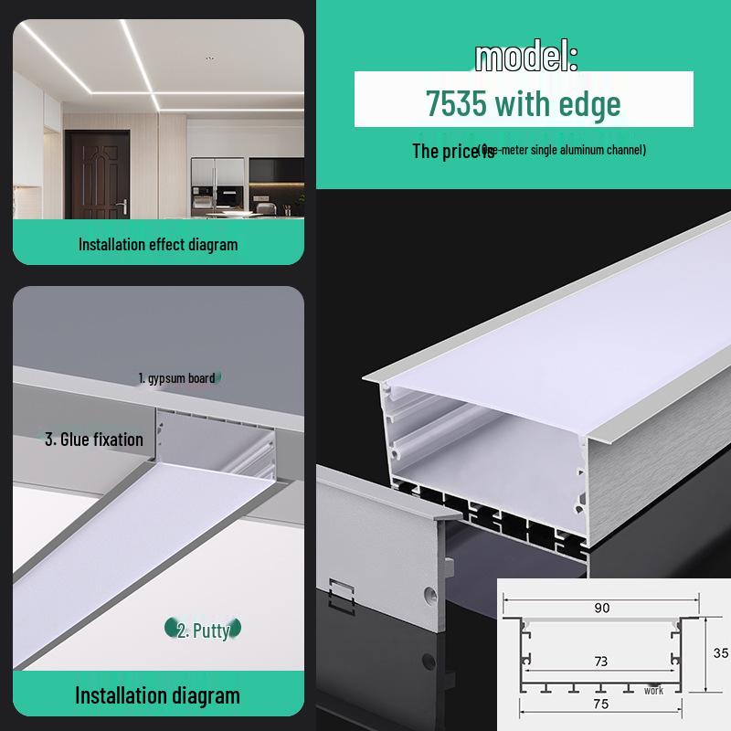 Seamless Linear Recessed LED Light Channel - Aluminum Strip Slot Design