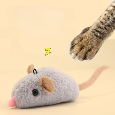 Плюшевая игрушка-кошка Пищащая Имитация мыши Интерактивная жевательная игрушка для котят Плюшевые игрушки для самостоятельной игры котят Аксессуары для кошек