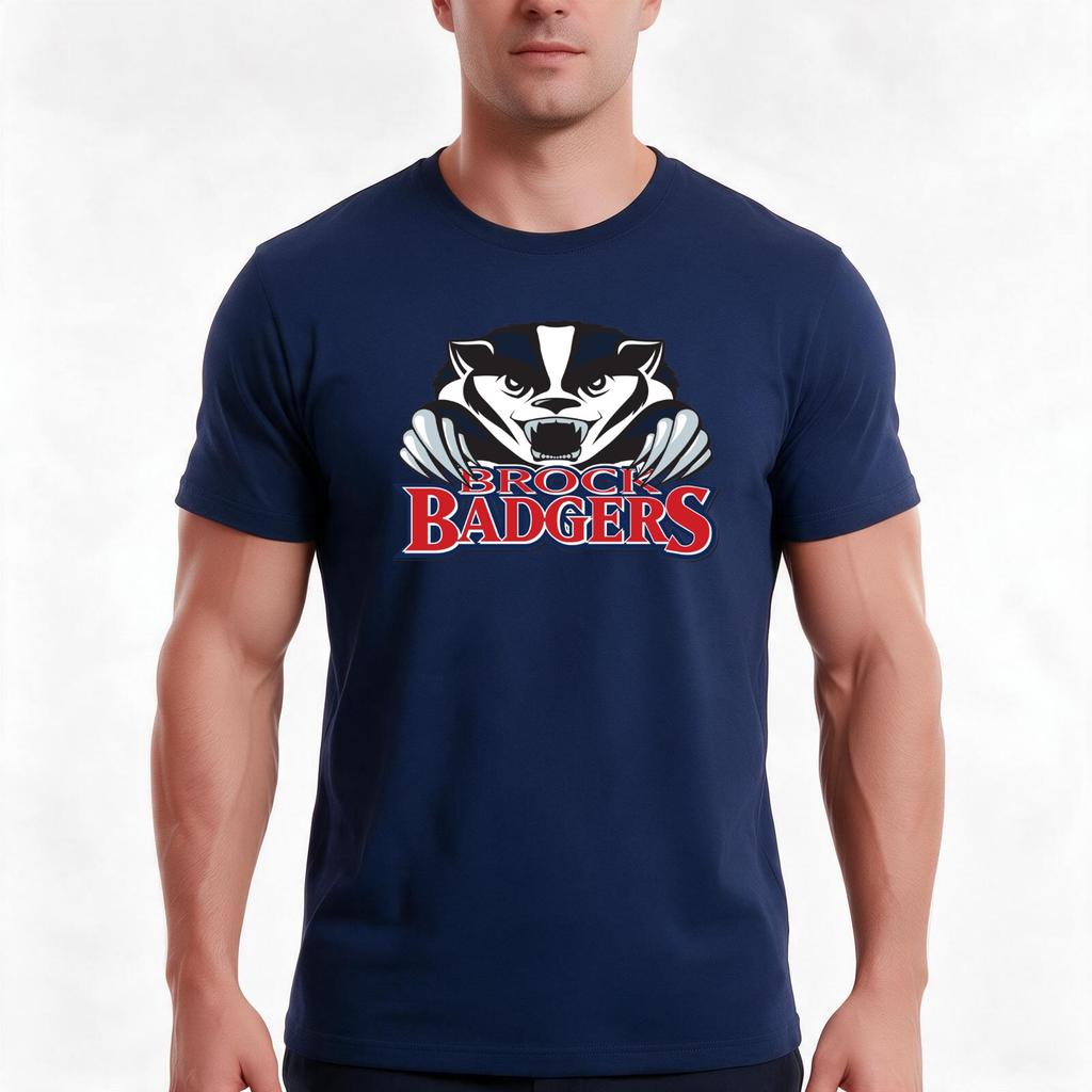 Brock Badgers College Logo1 Tshirt Summer Casual Cotton Tee Oversized Streetwear Tops Vintage Graphic Print 100 Cotton