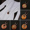 1PC Leaves Long Chain Choker Beaded Pendant Wooden Necklace Gift Ethnic Style Jewelry Vintage